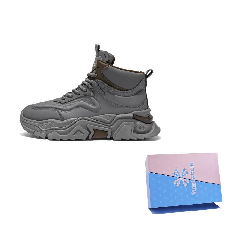 

YUZHAOLIN Износостойкие дышащие легкие высокие повседневные кроссовки мужские серо-коричневые, цвет Gray Brown