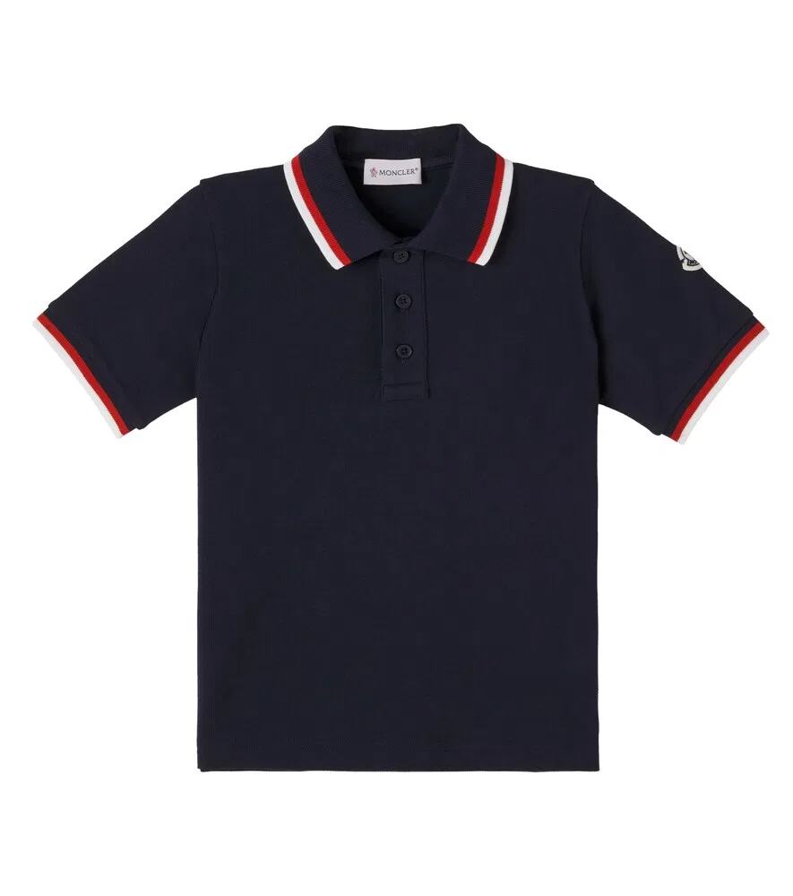 Поло из хлопкового пике Moncler Enfant, синий