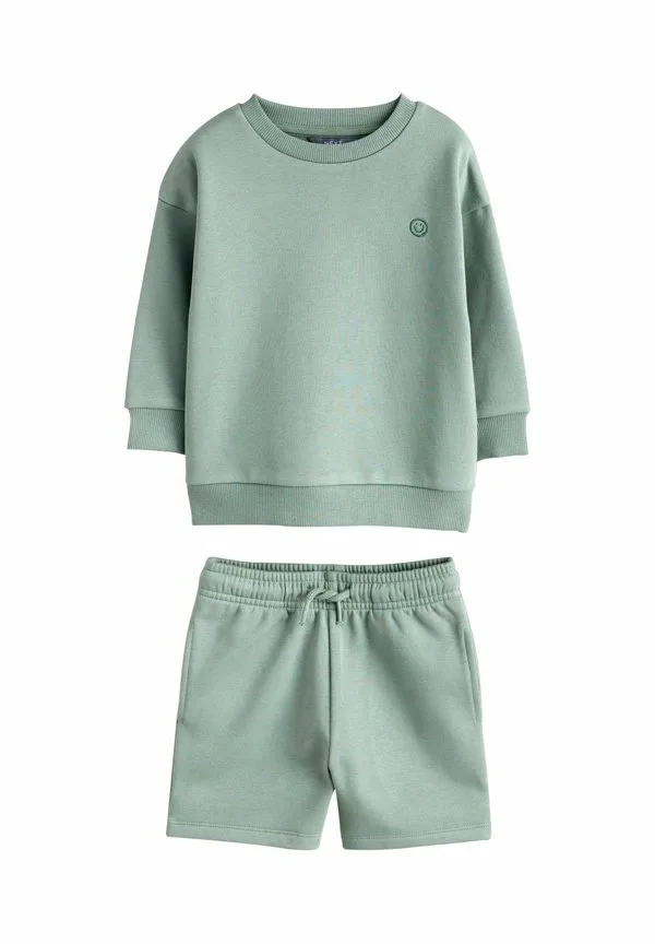 Однотонный спортивный костюм с круглым вырезом и однотонной отделкой. Next, Sage Green