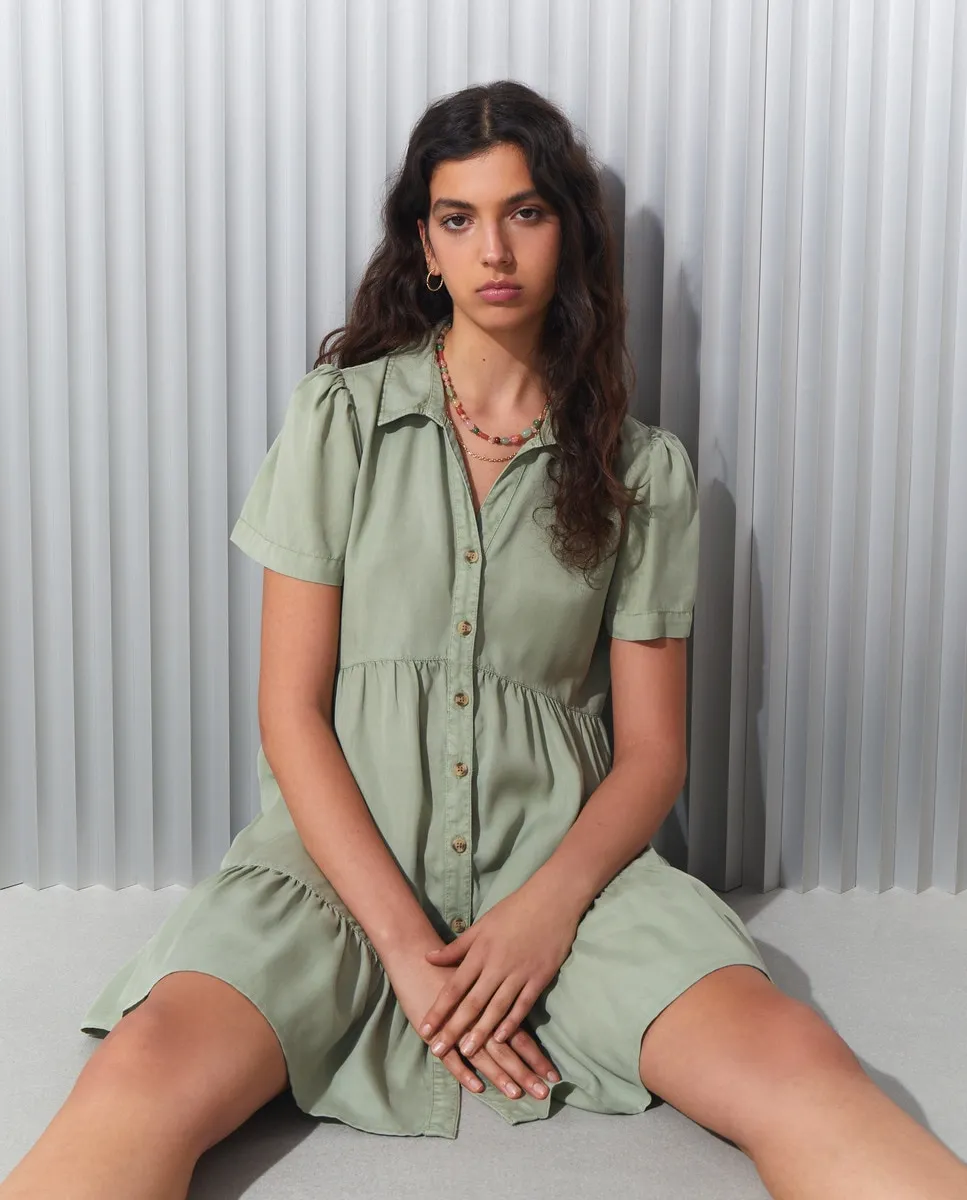 

Короткое джинсовое платье со вставками Easy Wear, хаки