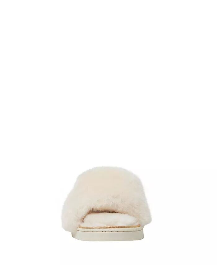 Тапочки-слайдеры Dearfoams Fireside by Women's Cairns из натуральной овчины с пушистым мехом, коричневый/бежевый — фото 4