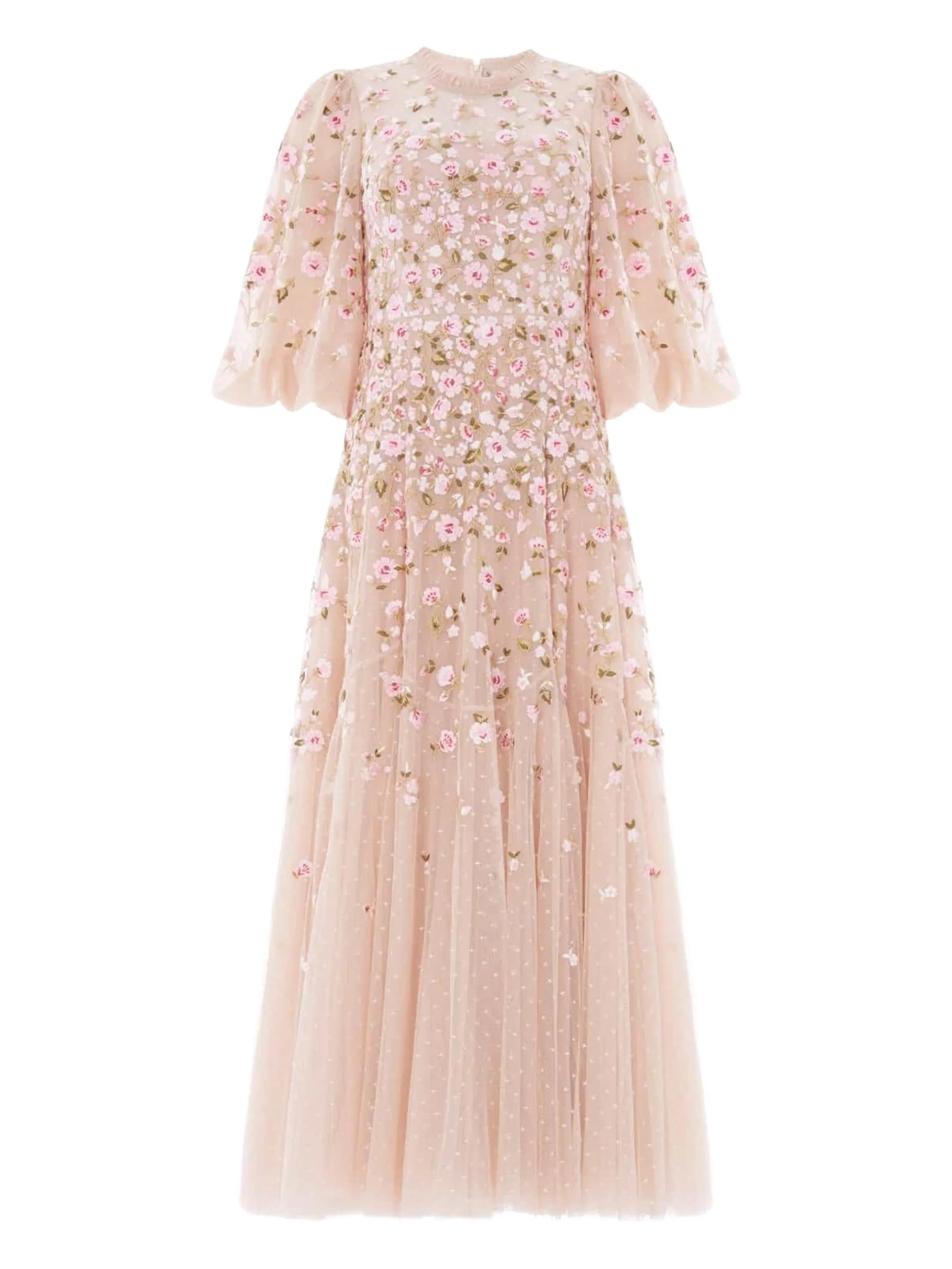 

Платье миди Sylvia Rose с круглым вырезом Needle & Thread, нейтральный