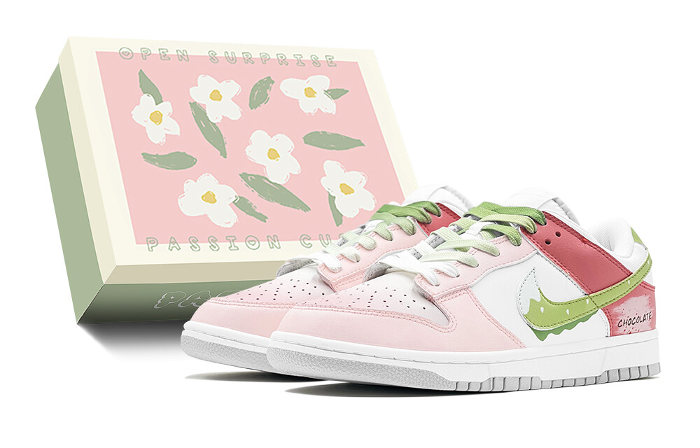 

Кроссовки Nike Dunk Skateboarding Shoes Women's Low-top Green/Pink, розовый