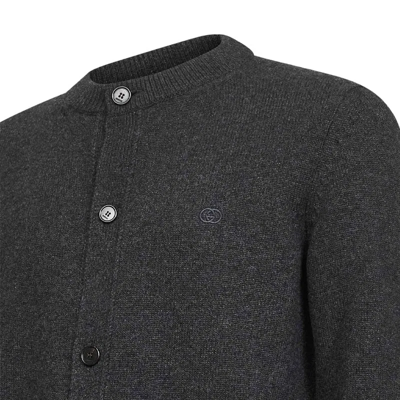 Кардиган GUCCI с вышивкой логотипа interlocking, Dark Gray — фото 4