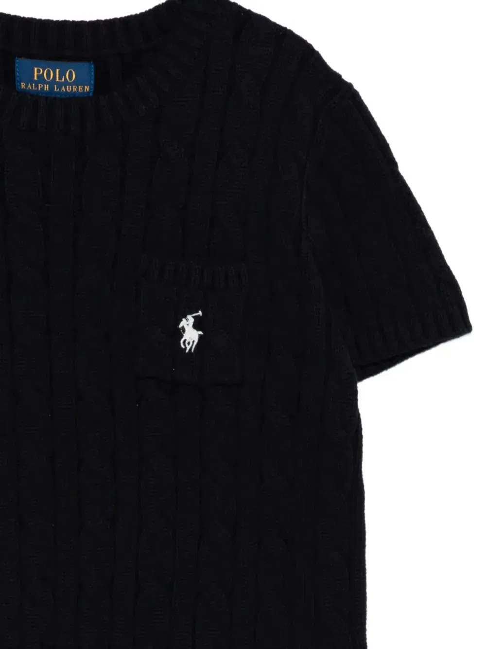 Джемпер фактурной вязки с коротким рукавом Polo Ralph Lauren Kids, синий — фото 3