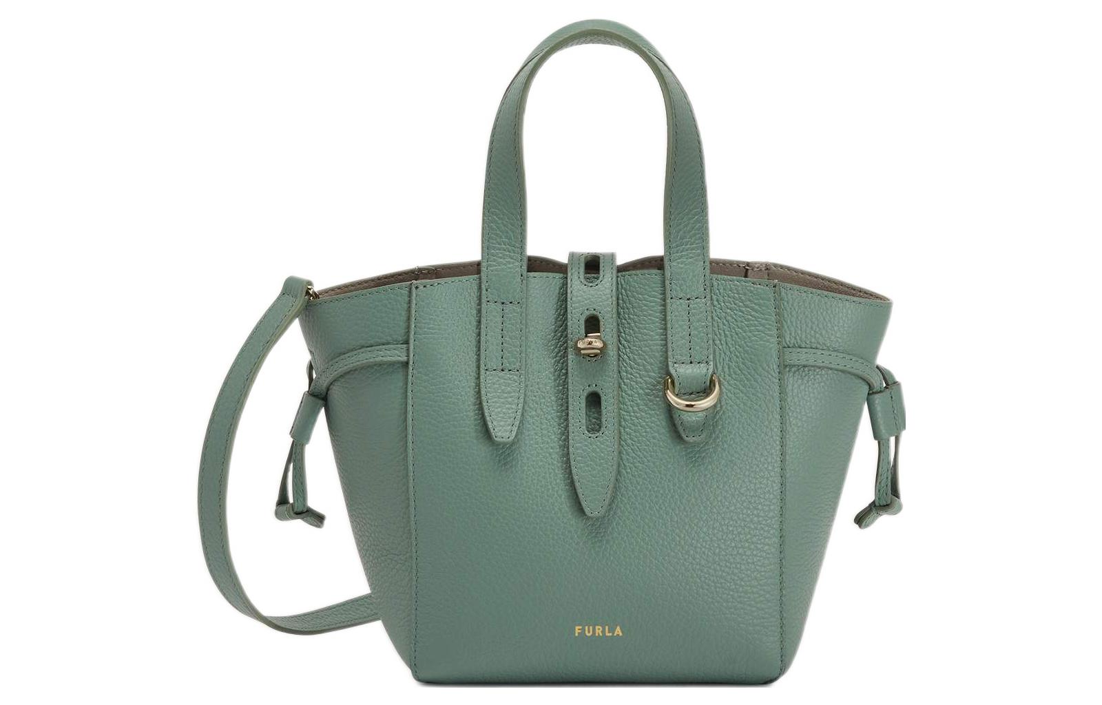 

Furla Сумка корзинка из натуральной кожи коровы наплечная через плечо мини женская зеленая