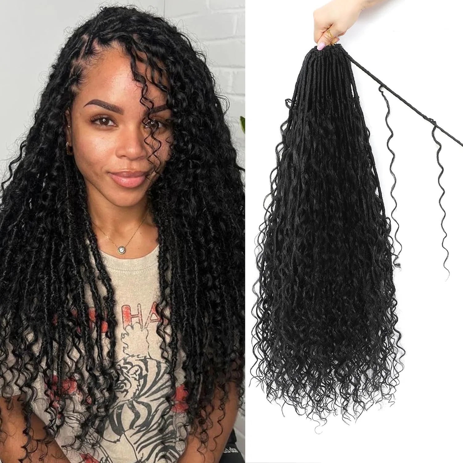 Набор искусственных локонов для наращивания Boho Faux Locs, 8 упаковок Fanwyfyu, 1B