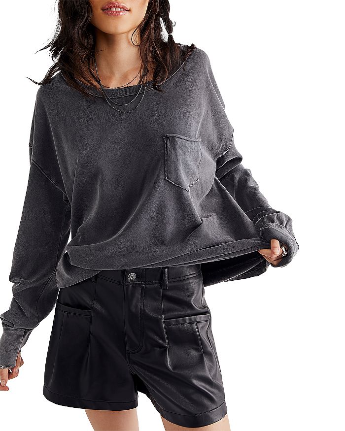 

Хлопковый топ с длинными рукавами Fade Into You Free People, черный