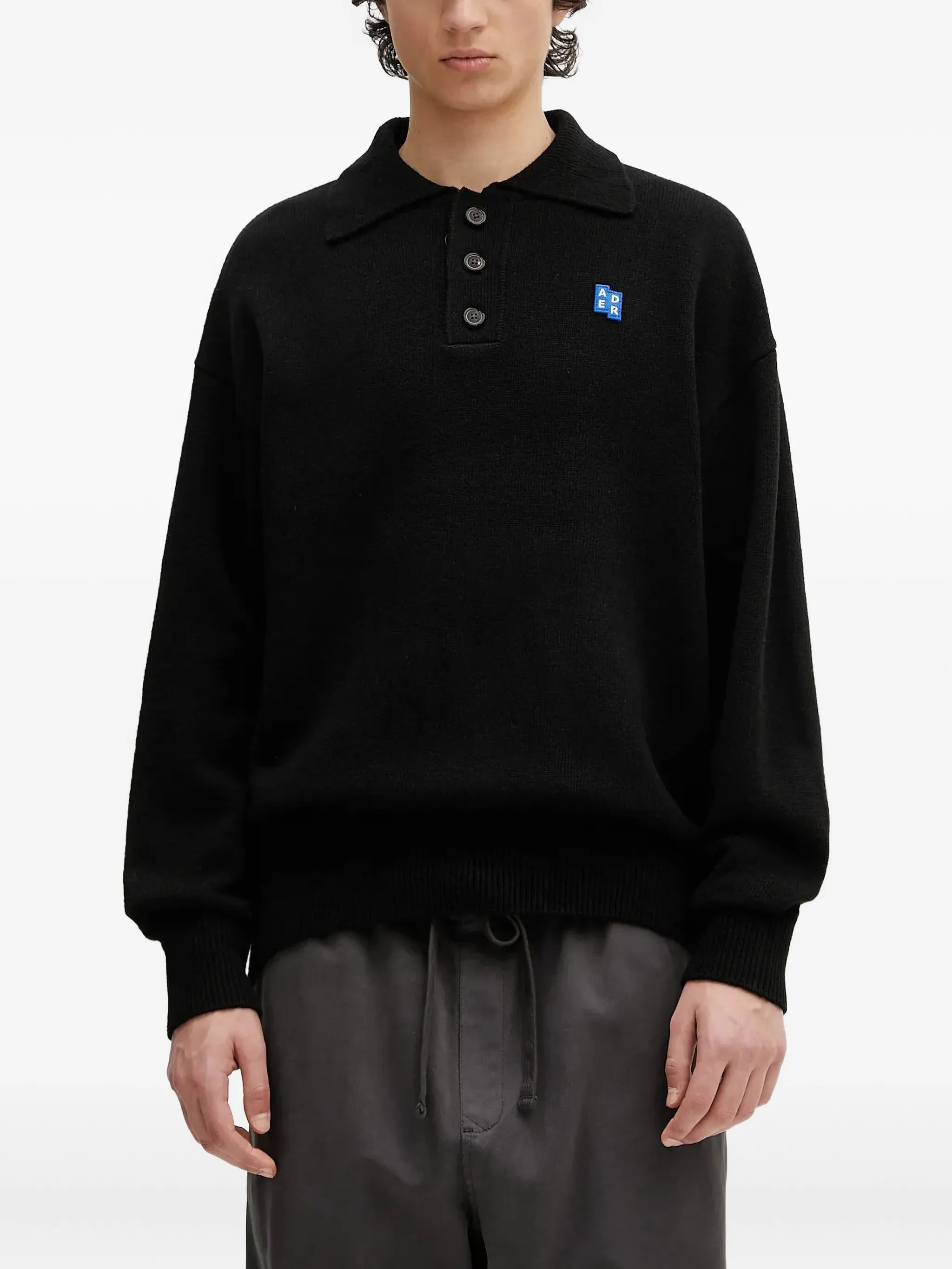 

Свитер с воротником поло и логотипом Ader Error, черный