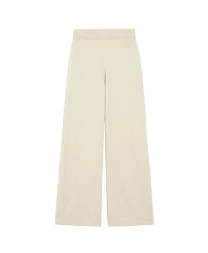

Брюки из шерстяного трикотажа цвета экрю с ребристым поясом Weekend Max Mara, бежевый