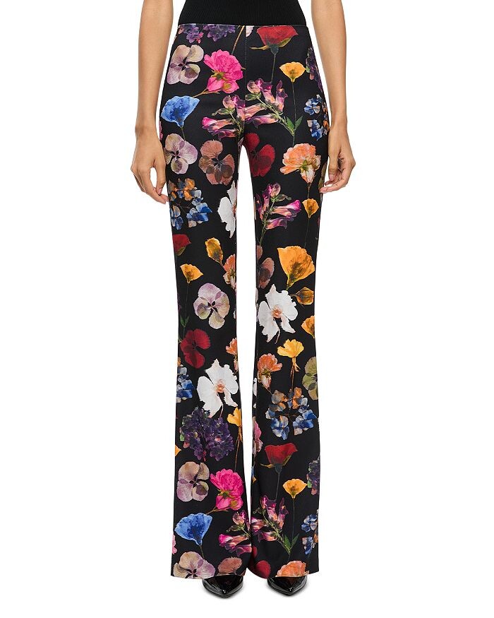 

Брюки Bootcut с цветочным принтом Alice and Olivia, черный