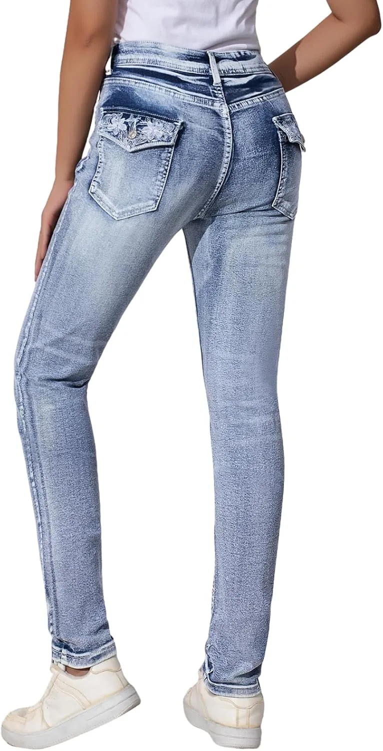 

Женские эластичные джинсы Slim Fit с вышивкой и карманами TimeGofate