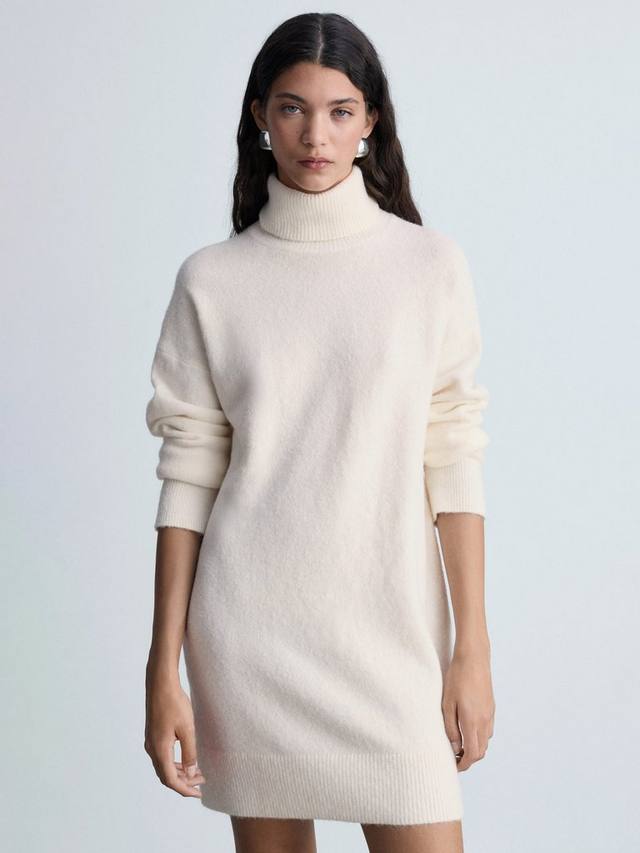 

Мини-платье-джемпер с круглым вырезом taldote Mango, светло-бежевый