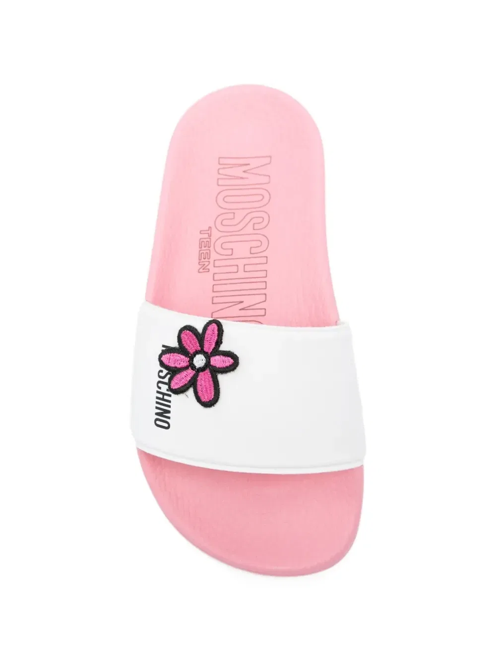 Босоножки с нашивкой в виде цветка Moschino Kids, белый — фото 3