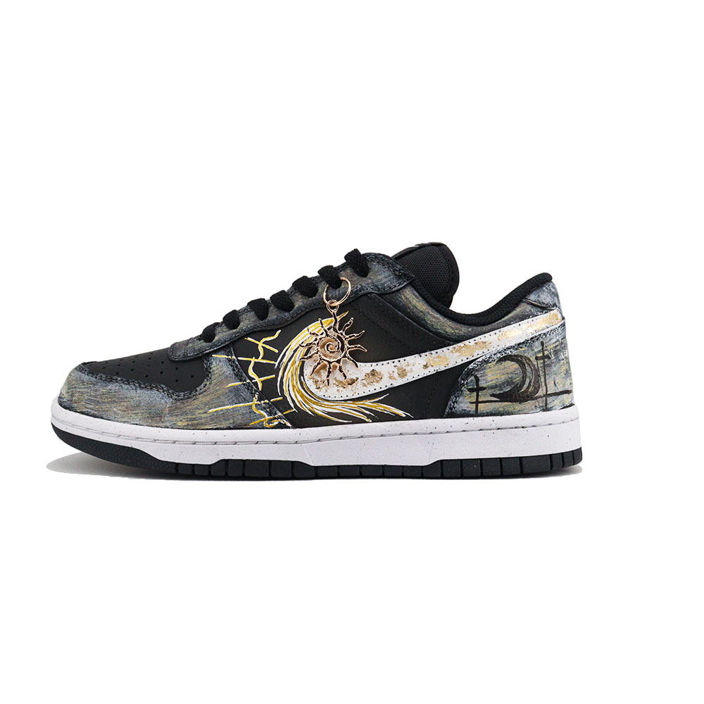 Nike Big Seven Point Adjustment, Shopping Bag, Xihe And Wangshu Low Top Skateboard Shoes, мужские, белое золото, черное золото — фото 3