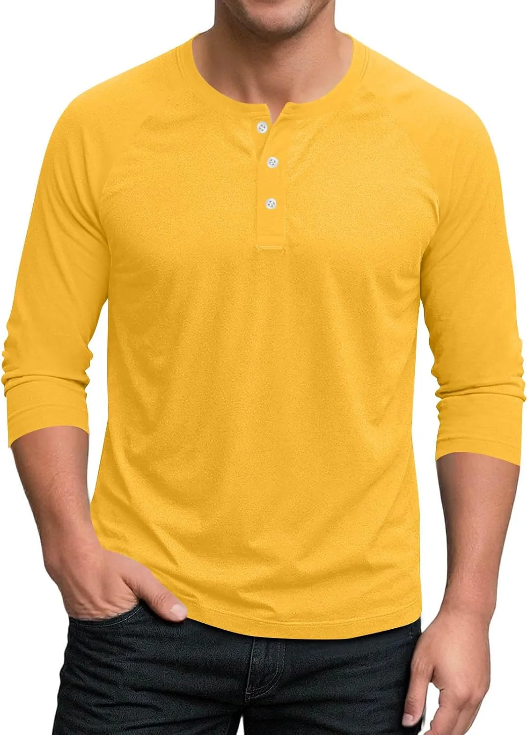 

Мужская хлопковая футболка с 3/4 рукавом henley Sdeycui