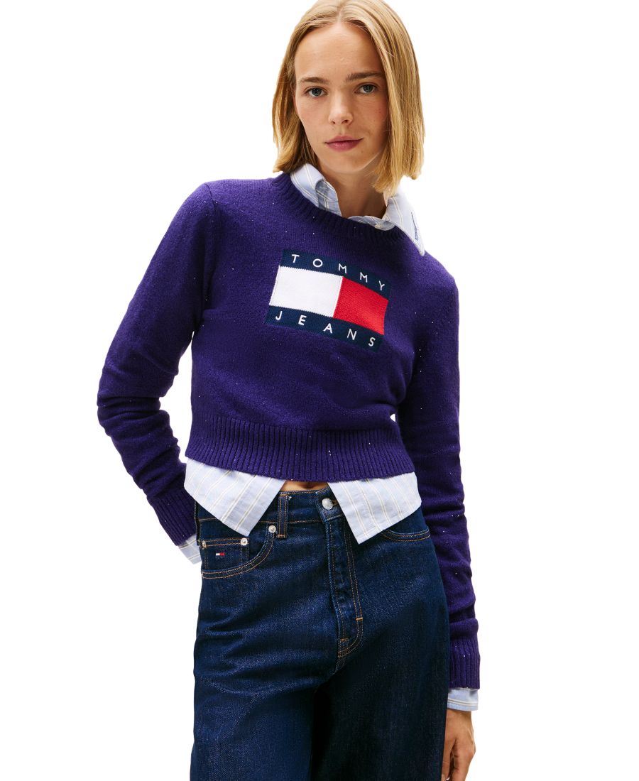 

Женский свитер с блестящим логотипом флага Tommy Jeans, Nocturnal Purple