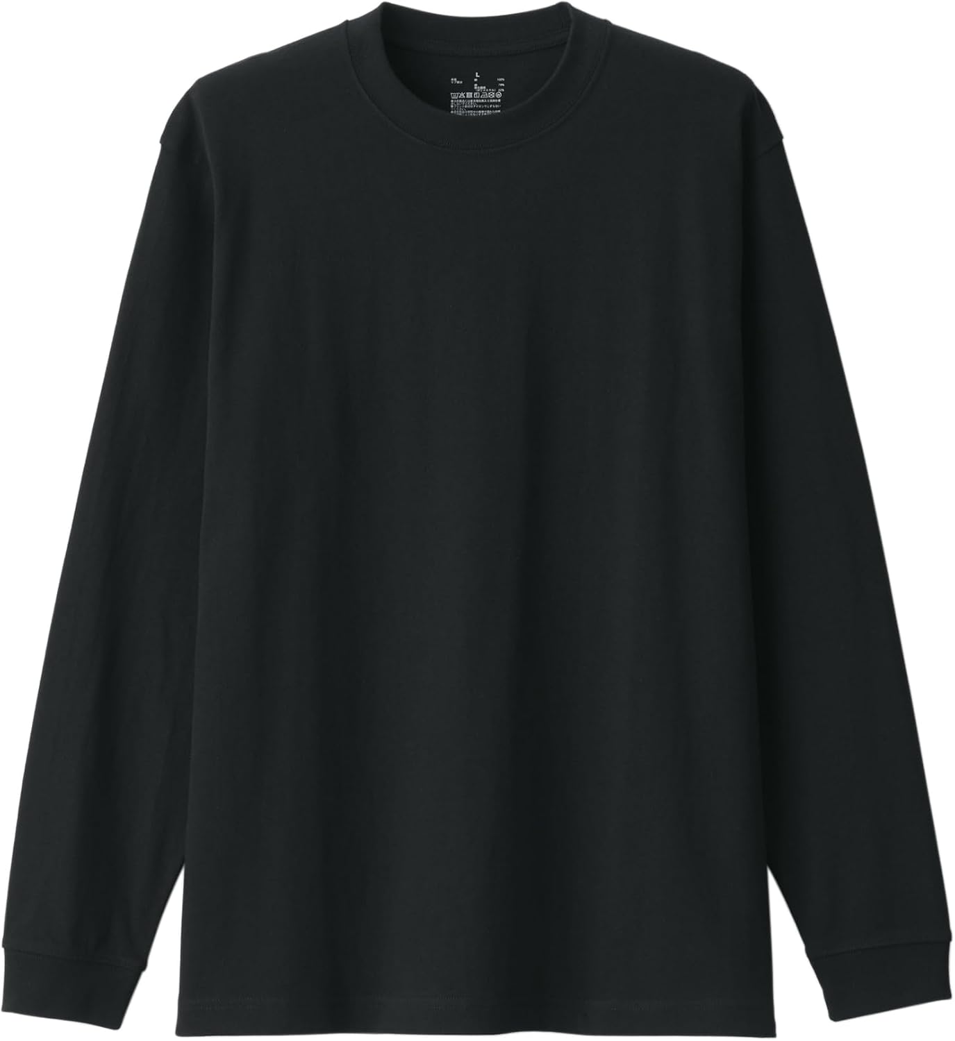 

Мужская футболка MUJI с круглым вырезом и длинными рукавами из плотной, выстиранной пряжи (AB1MJA4S), черный