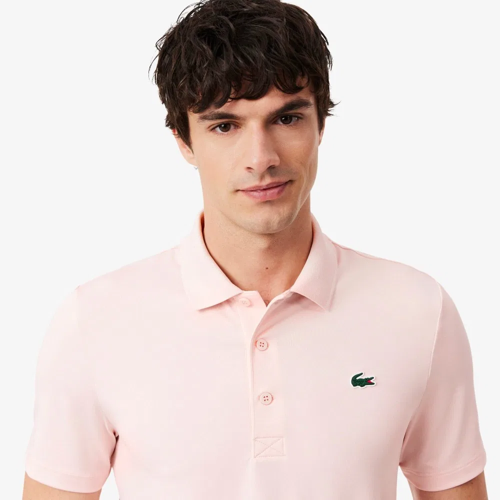Мужская базовая футболка-поло для гольфа светло-розового цвета от Lacoste — фото 2