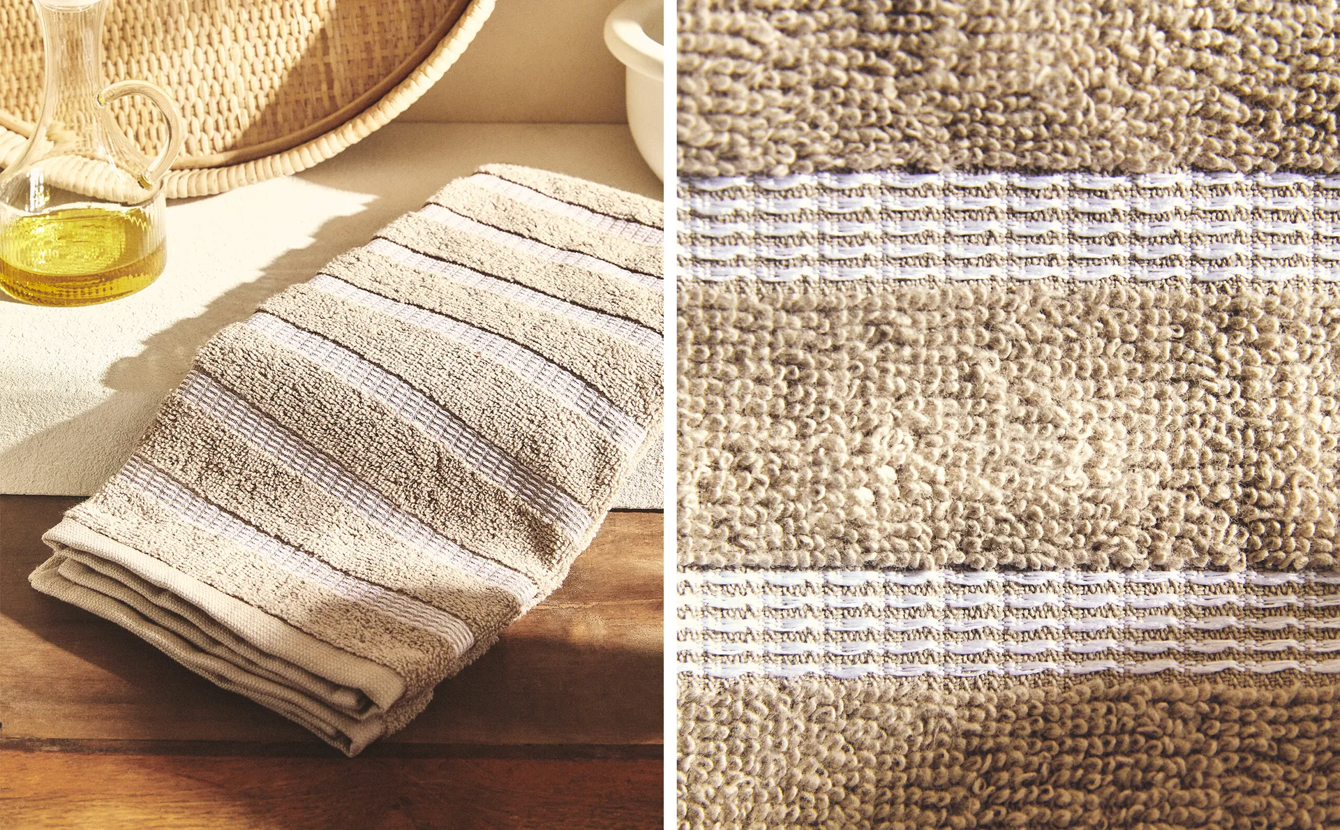 

Махровое кухонное полотенце из хлопка Zara Home, бежевый