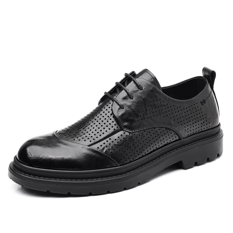 Мужские повседневные туфли Мужские низкие Black/Tea Brown Shanpijiang, Black Cut-Out — фото 2