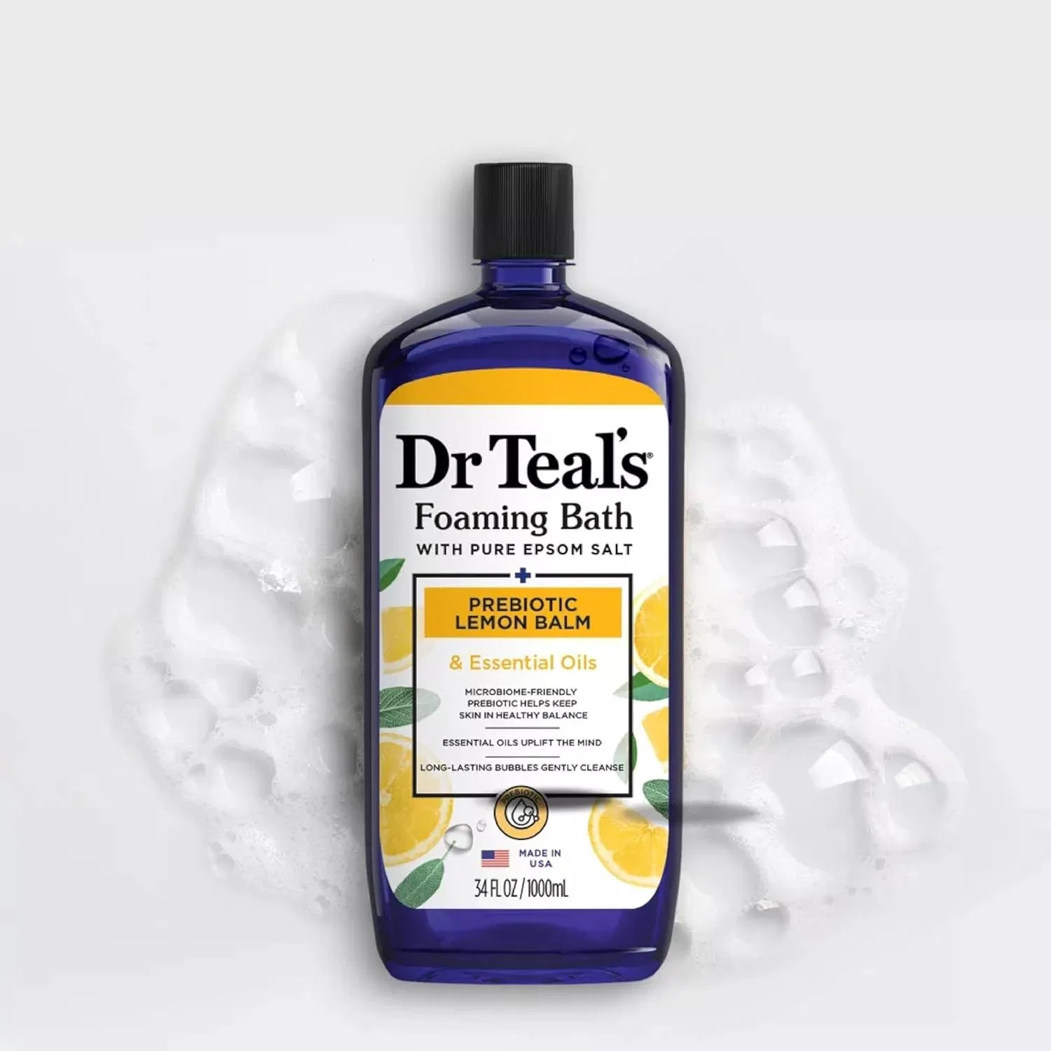 Пена для ванны Dr. Teal's с солью Эпсома и пребиотическим лимонным бальзамом, 1000 мл Dr Teal'S — фото 3