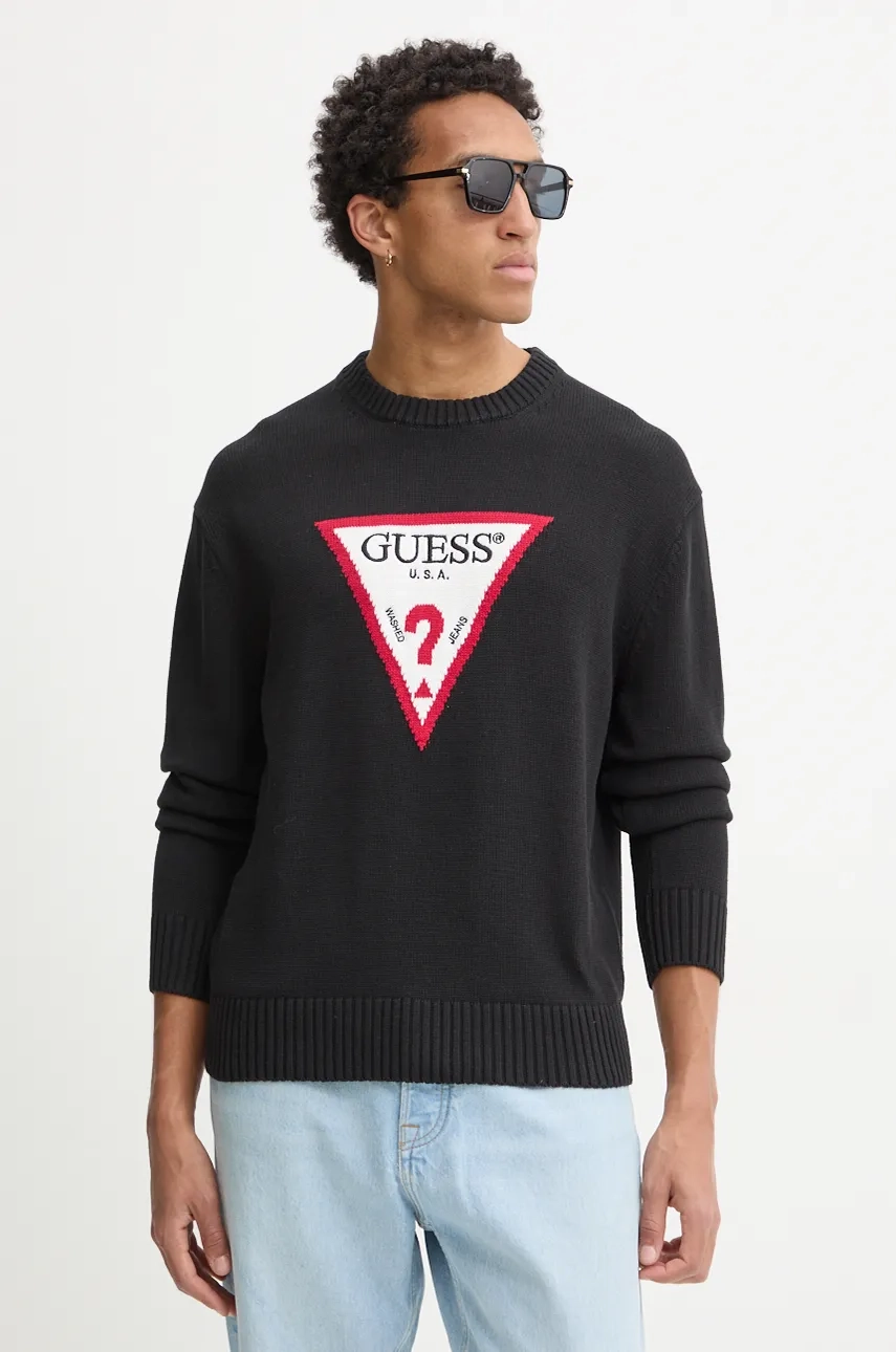 

Хлопковый свитер Guess Jeans, черный