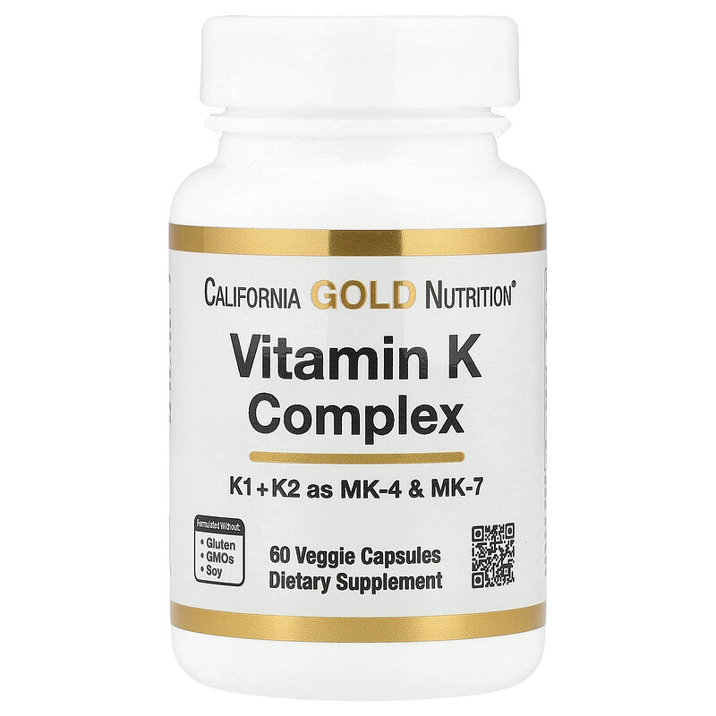 

California Gold Nutrition, комплекс витаминов группы K, 120 мкг, 60 растительных капсул