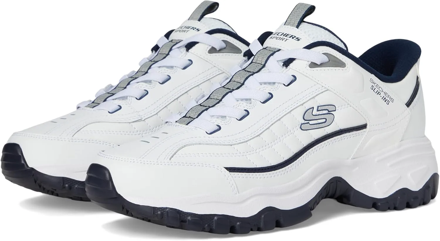 Мужские кроссовки Skechers, без шнурков: E'Lite Afterburn - прогулочная обувь Grill Corporal, белый/синий