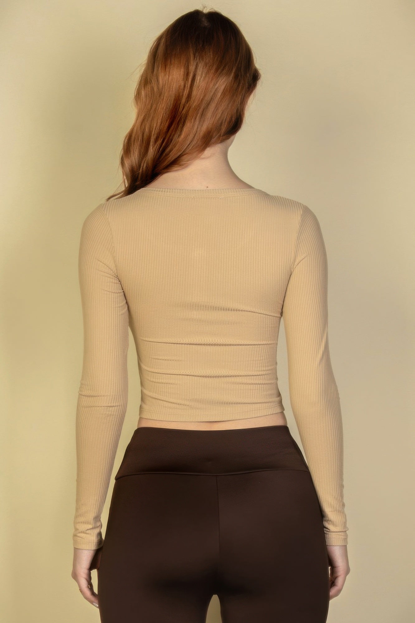

FASHNZFAB Женский ребристый топ с длинными рукавами и пуговицами, цвет l.taupe