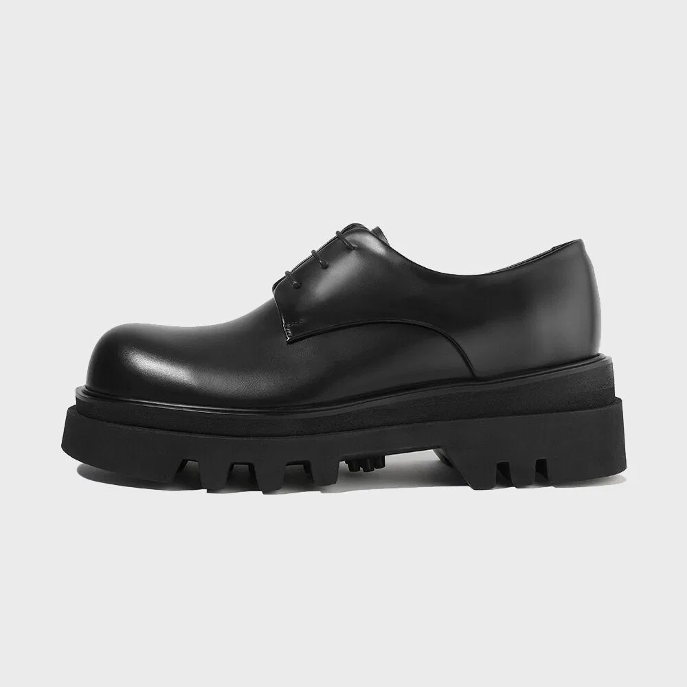 Мужские блестящие чёрные дерби Firenze.A Vibram Vi-Lite с двойной подошвой — фото 2