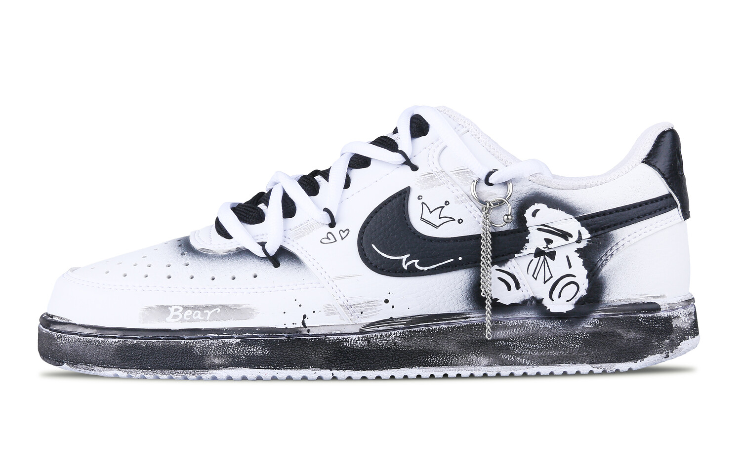 

Кроссовки Nike Court Vision 1 Skateboarding Shoes Women's Low-top White, черный