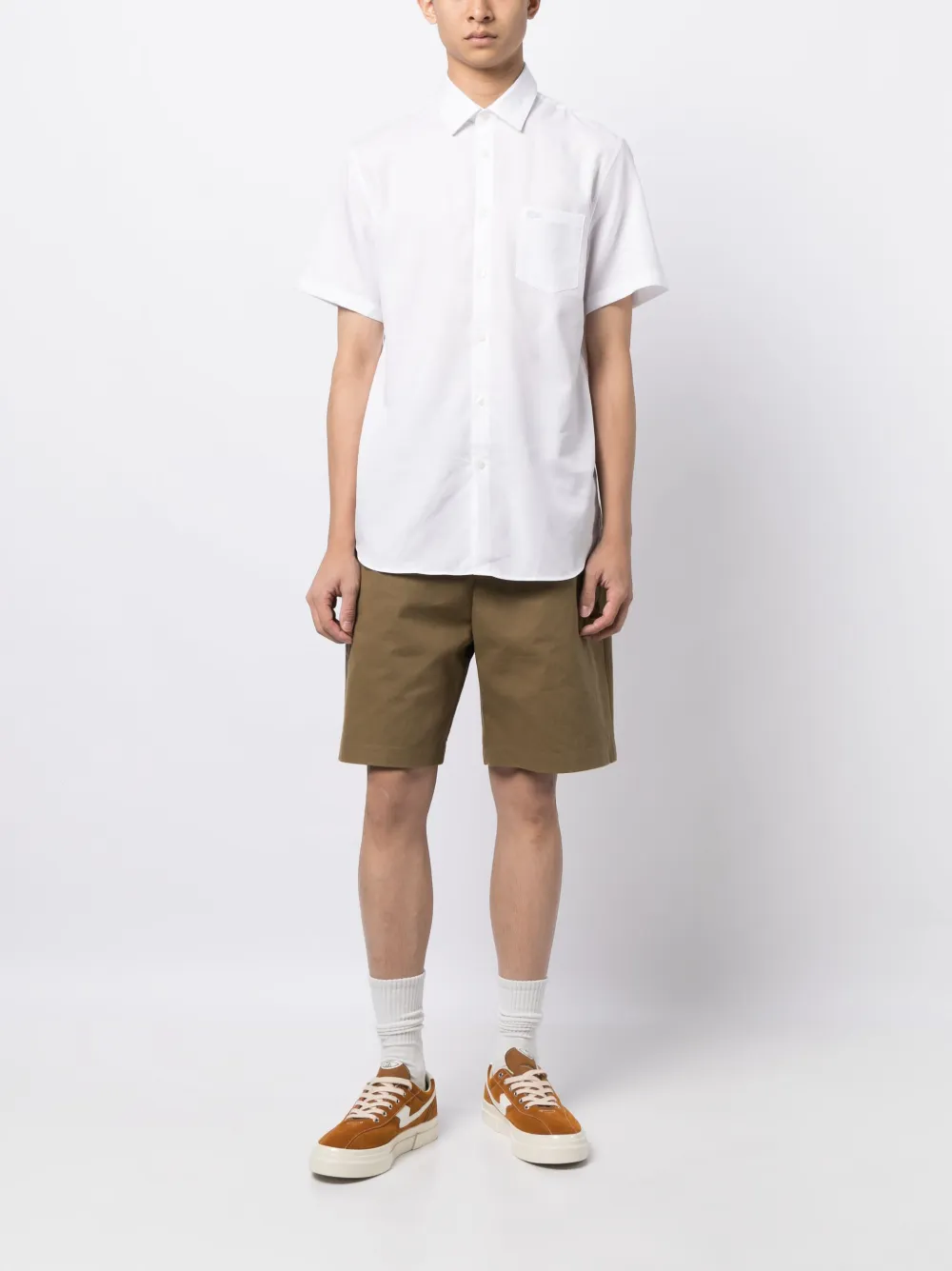 Хлопчатобумажная рубашка с коротким рукавом Lacoste, белый — фото 2