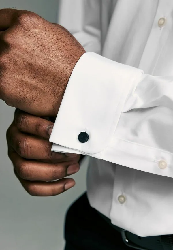 Рубашка прямого кроя, удобная в уходе, с двойными манжетами. Next, White Button Down Collar — фото 4
