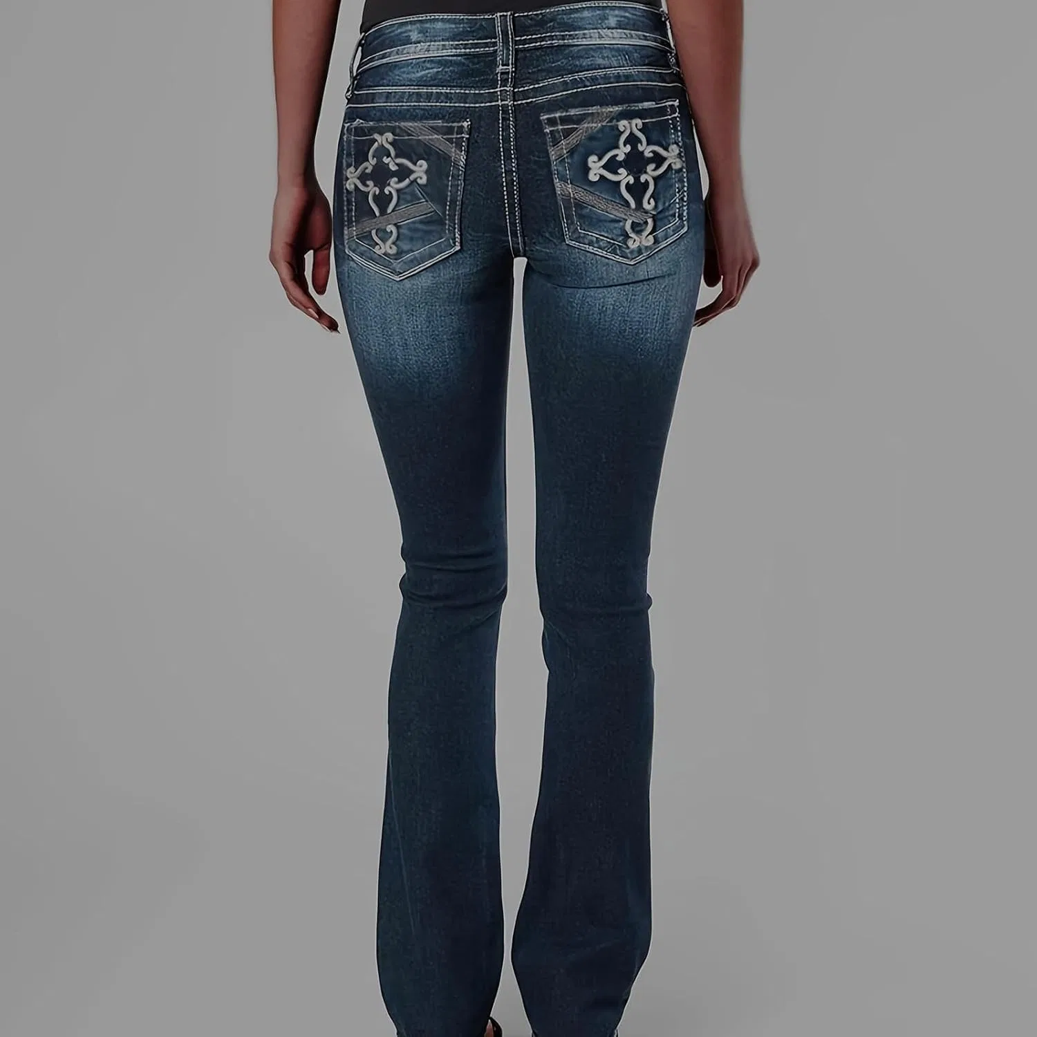 Джинсы клеш Women Wide Leg Flare Jeans, синие — фото 4