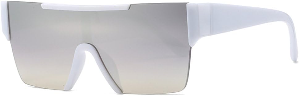 

Солнцезащитные очки большого размера без оправы 2027 года для женщин и мужчин, модные солнцезащитные очки, женские серебристые зеркальные очки UV400 MTZJH, White-silvermirror