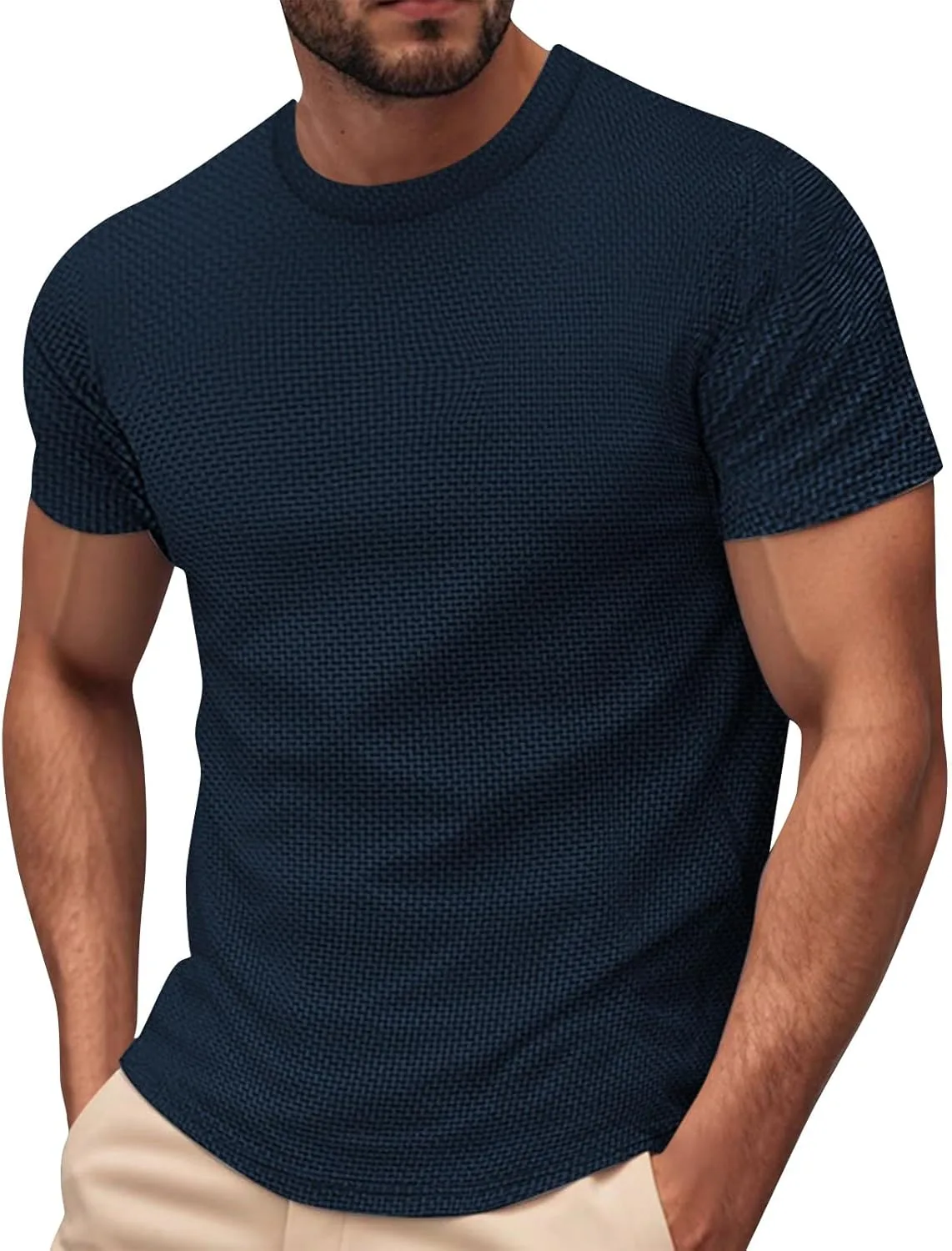 

Футболка Oversized для мужчин, текстурированная, с коротким рукавом eoeioa