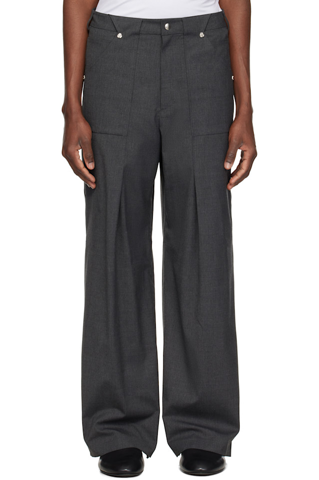 

Брюки из шерсти со складками по бокам Cmmawear, цвет volcanic ash