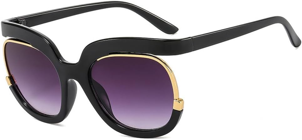 

Модные круглые солнцезащитные очки большого размера для женщин и мужчин, ретро-солнцезащитные очки для женщин, трендовые овальные очки с защитой от УФ-излучения UV400 TKKTLLT, Black Gradient Gray