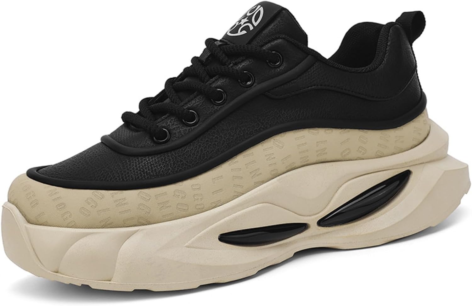 

Мужские кроссовки Dad с толстой подошвой из кожи, увеличивающие рост, на шнуровке, для повседневной носки Azttoztto, черный