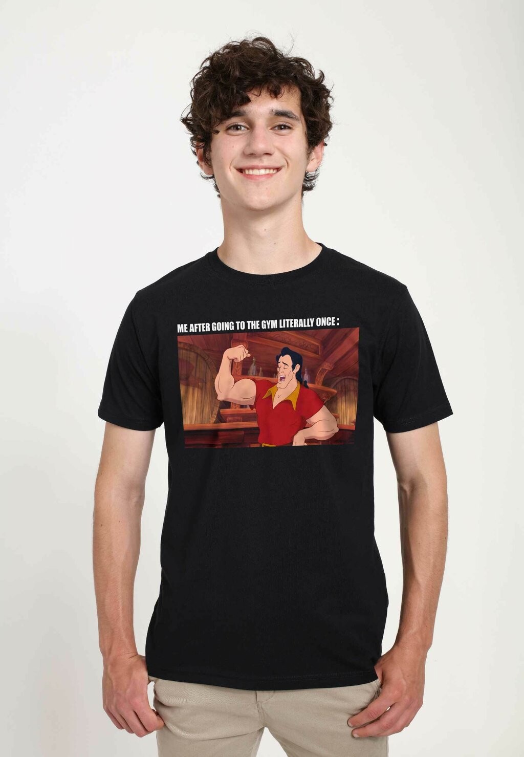 

Футболка с принтом Beauty & The Beast Gaston Gym Meme Unisex Disney, черный