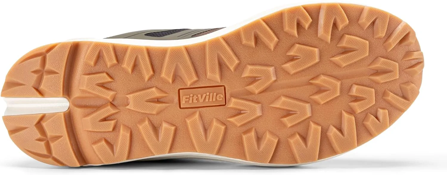 Кроссовки FitVille Extra Wide для мужчин с широкой носочной частью, легкие кроссовки для трейл-раннинга для мужчин с диабетом, плоскостопием, болями в пятке и для облегчения плантарного фасциита, коричневый/черный