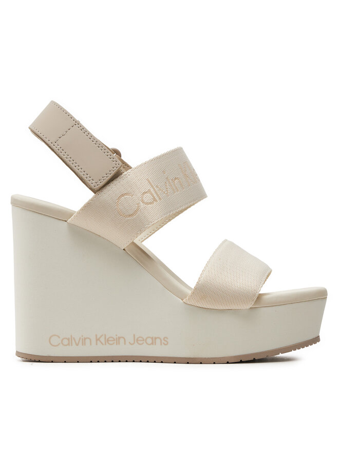 

Сандалии Calvin Klein Jeans Wedge Sandal Webbing In Mtl, экрю