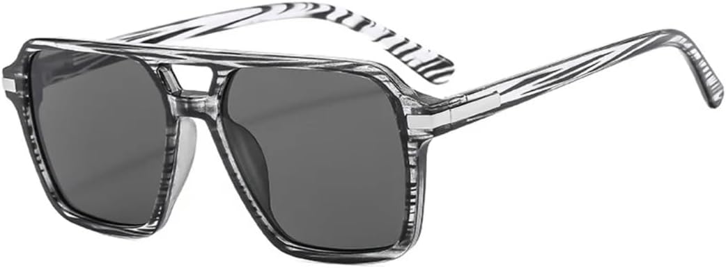 

Ретро солнцезащитные очки с двойной перемычкой для женщин, прозрачные линзы с градиентным зеркальным покрытием, защита от УФ-излучения UV400 для мужчин. Модные VRTRFFTR, Grey Stripe Gray