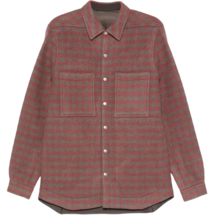 

Рубашка с накладными карманами в клетку RICK OWENS, красный
