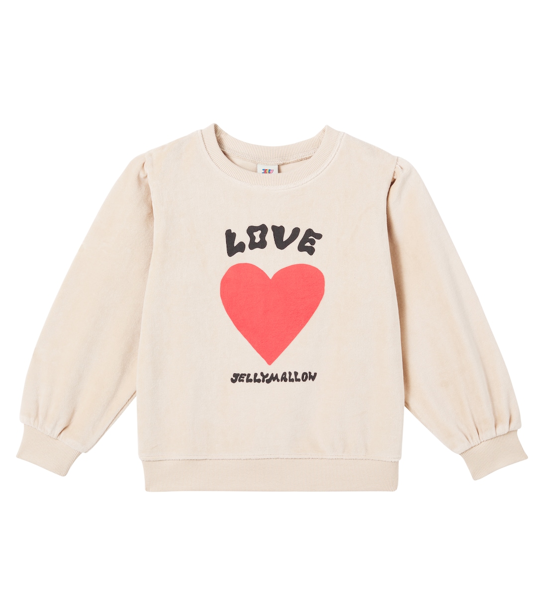 

Толстовка Heart из хлопковой смеси с велюром Jellymallow, Light Beige