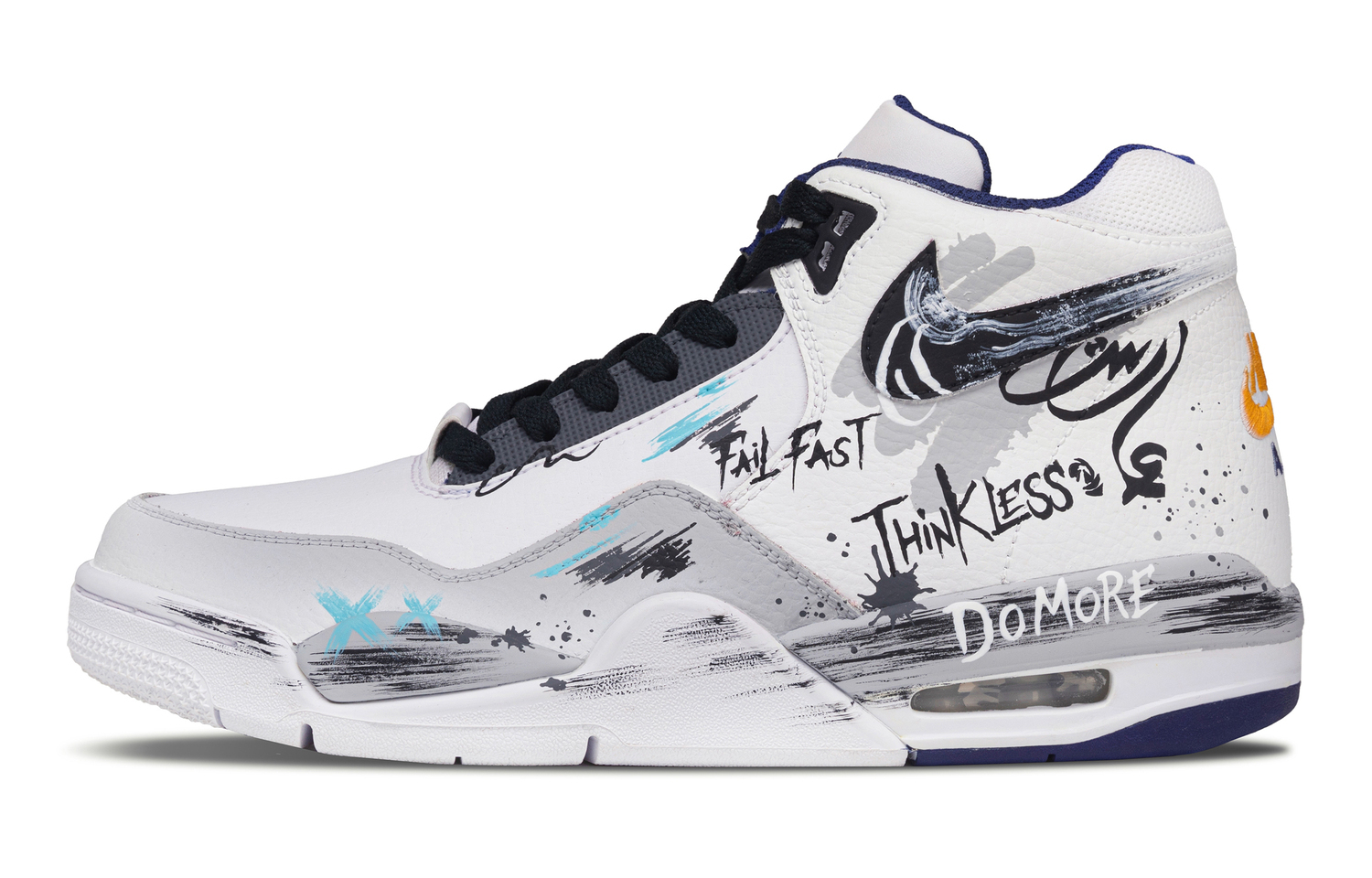 

Nike Кроссовки баскетбольные Mid top Flight Legacy Gray Time And Space Abrasion Resistant Vintage мужские черно-бело-серые