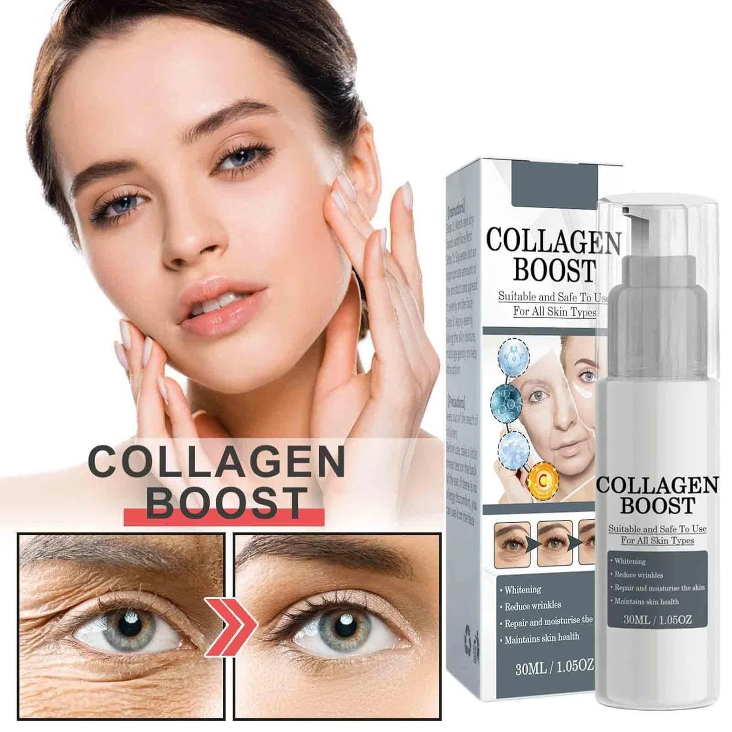 Сыворотка Collagen Boost Anti-Falten с гиалуроновой кислотой и витамином C Generisch, 3Pc — фото 2