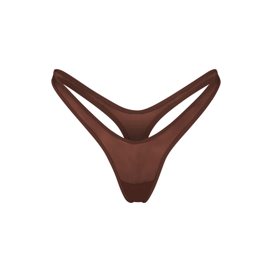 

Стринги с микро-обработкой SKIMS Ultra Fine Mesh, цвет Mahogany