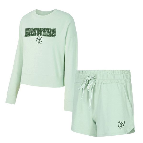 

Женский комплект concepts sport light green milwaukee brewers elevation tri-blend с длинным рукавом и шортами Unbranded